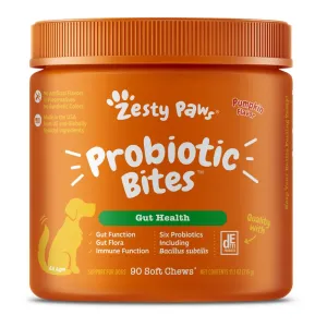 10% OFF: Zesty Paws Probiotic Bites Pumpkin Flavor Dog Supplement Chews 90ct