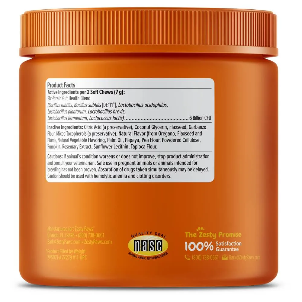 10% OFF: Zesty Paws Probiotic Bites Pumpkin Flavor Dog Supplement Chews 90ct