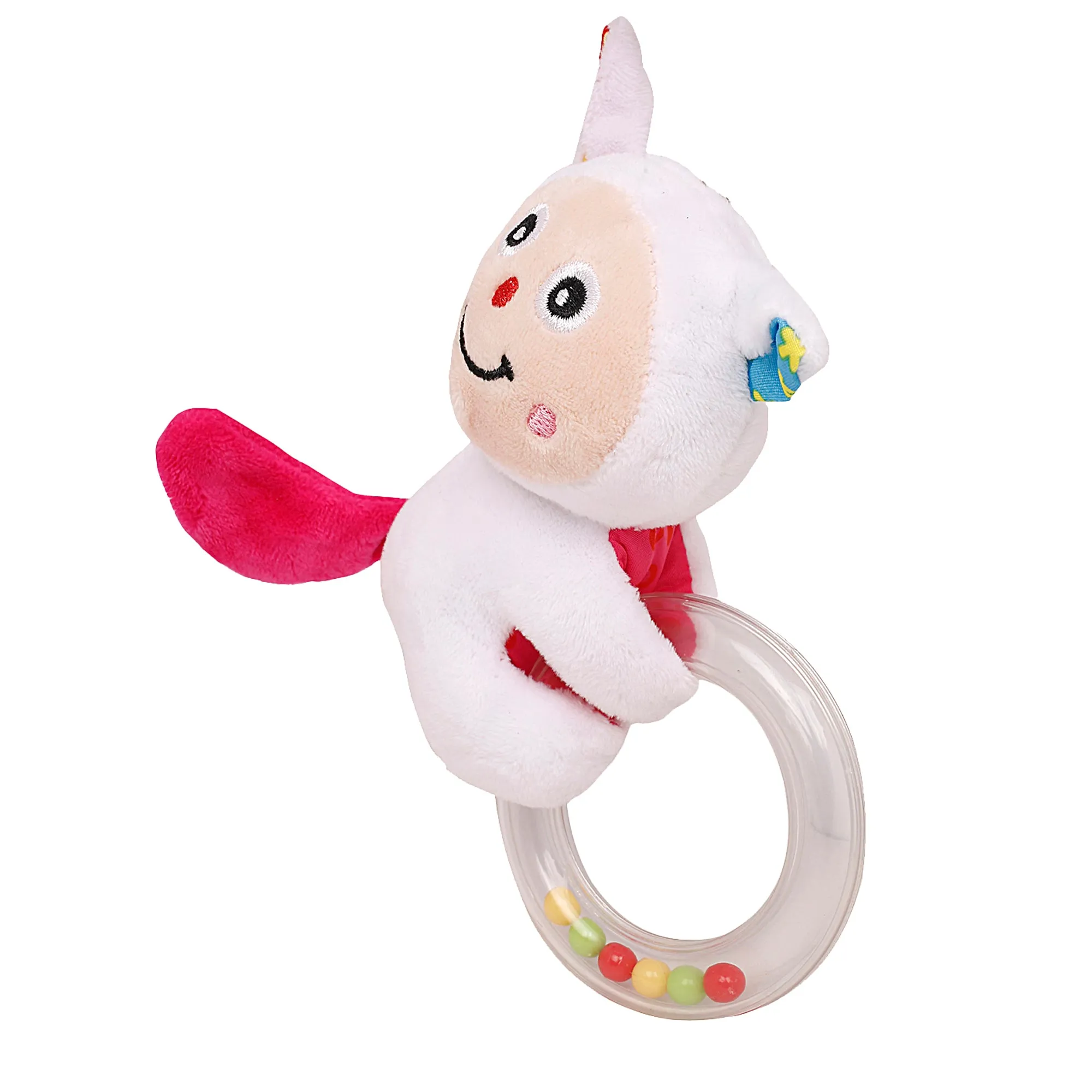 Baby Moo Cuddle Cat White Rattle