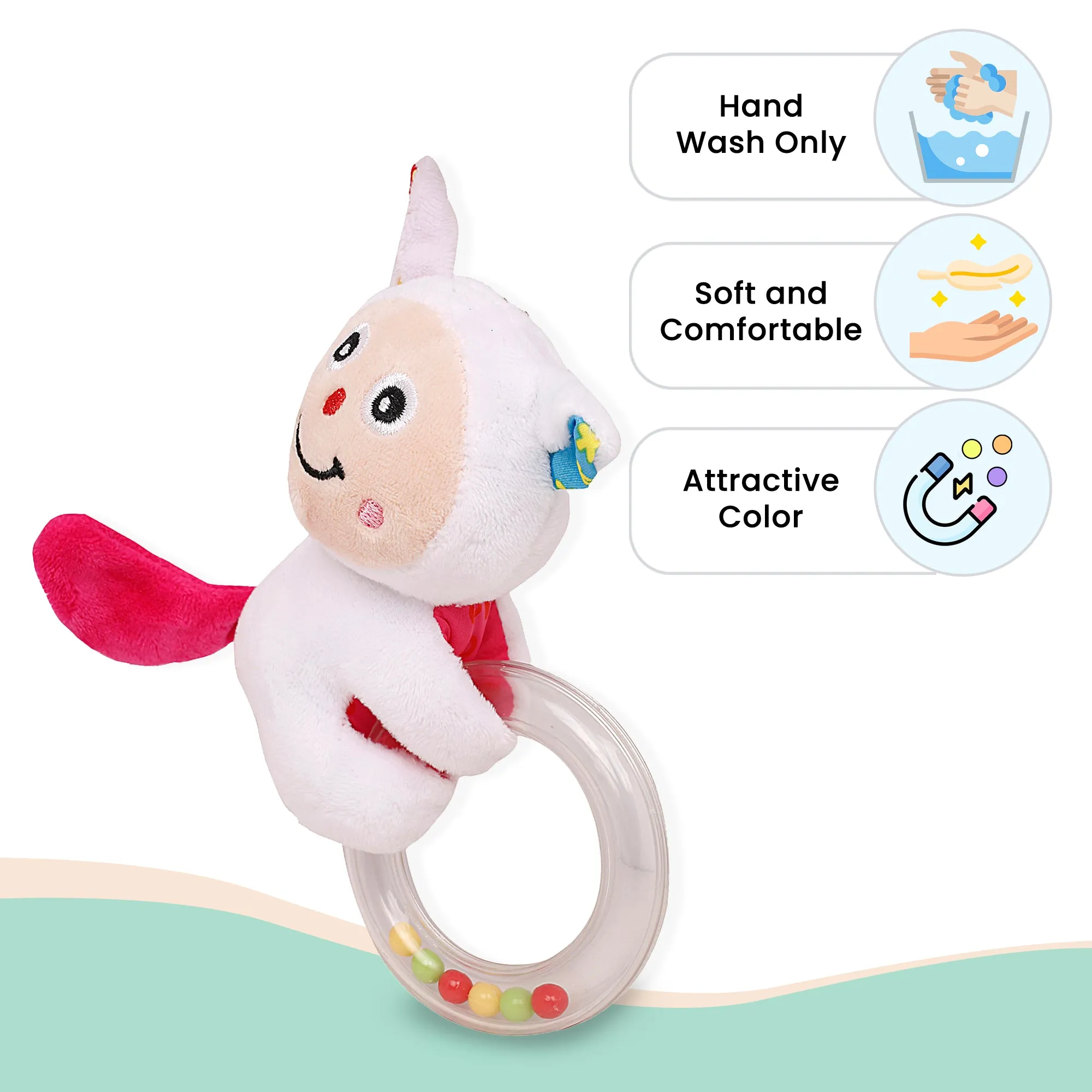 Baby Moo Cuddle Cat White Rattle