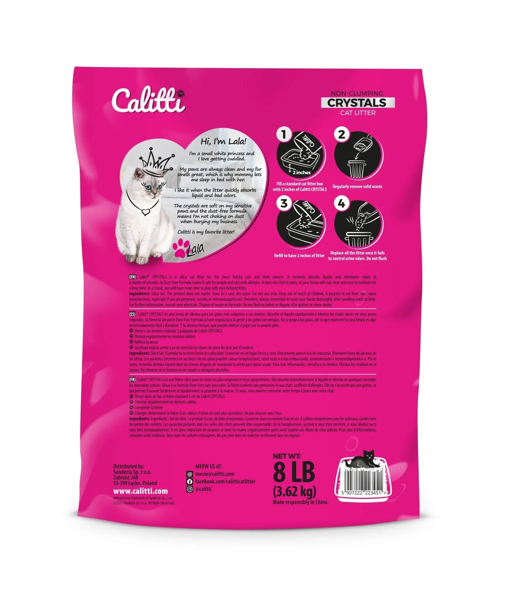 Calitti Non-Clumping Cat Litter Crystals with Silica Gel, 8 lbs