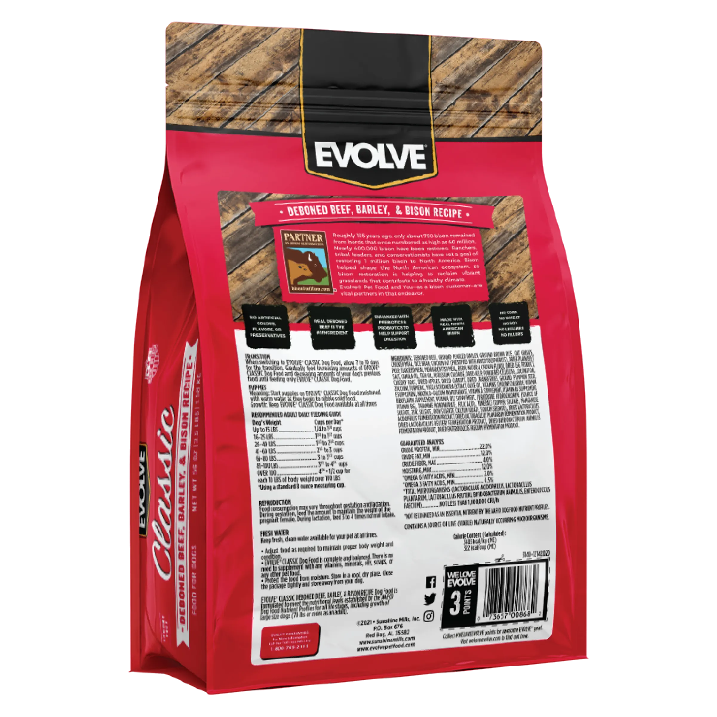 Classic Beef, Barley & Bison Dog Food | 3.5 LB, 14 LB | Evolve