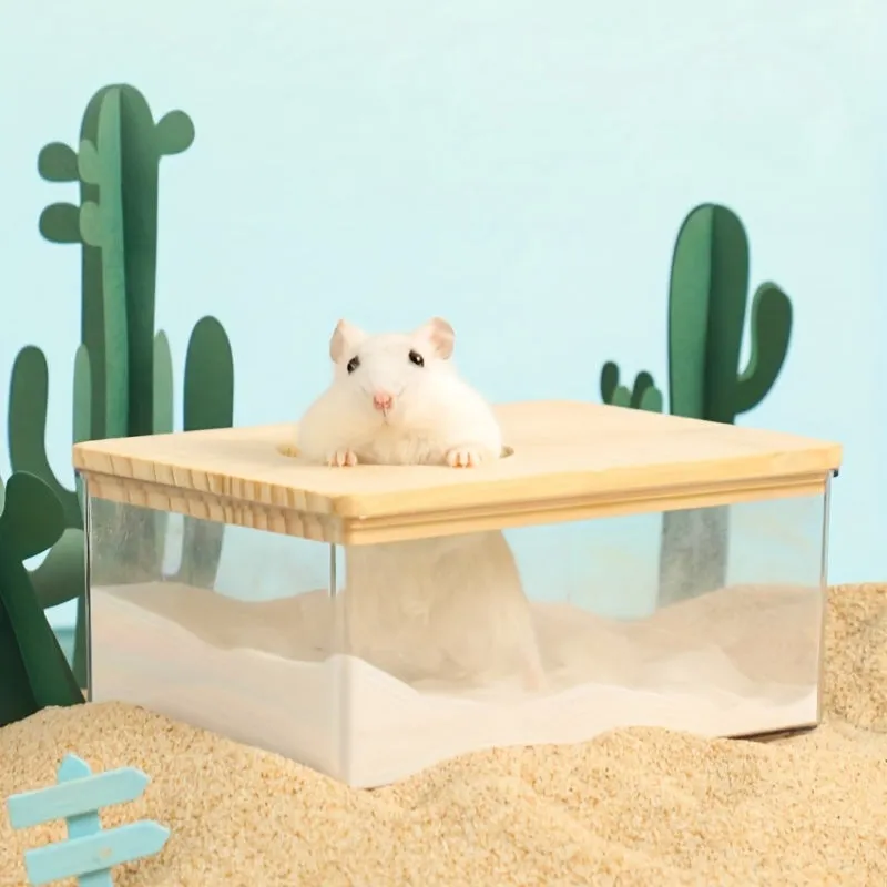Clear Rectangular Dualpurpose Hamster Bath Basin  Small Pet Bathroom Solves Two Purposes