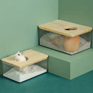Clear Rectangular Dualpurpose Hamster Bath Basin  Small Pet Bathroom Solves Two Purposes
