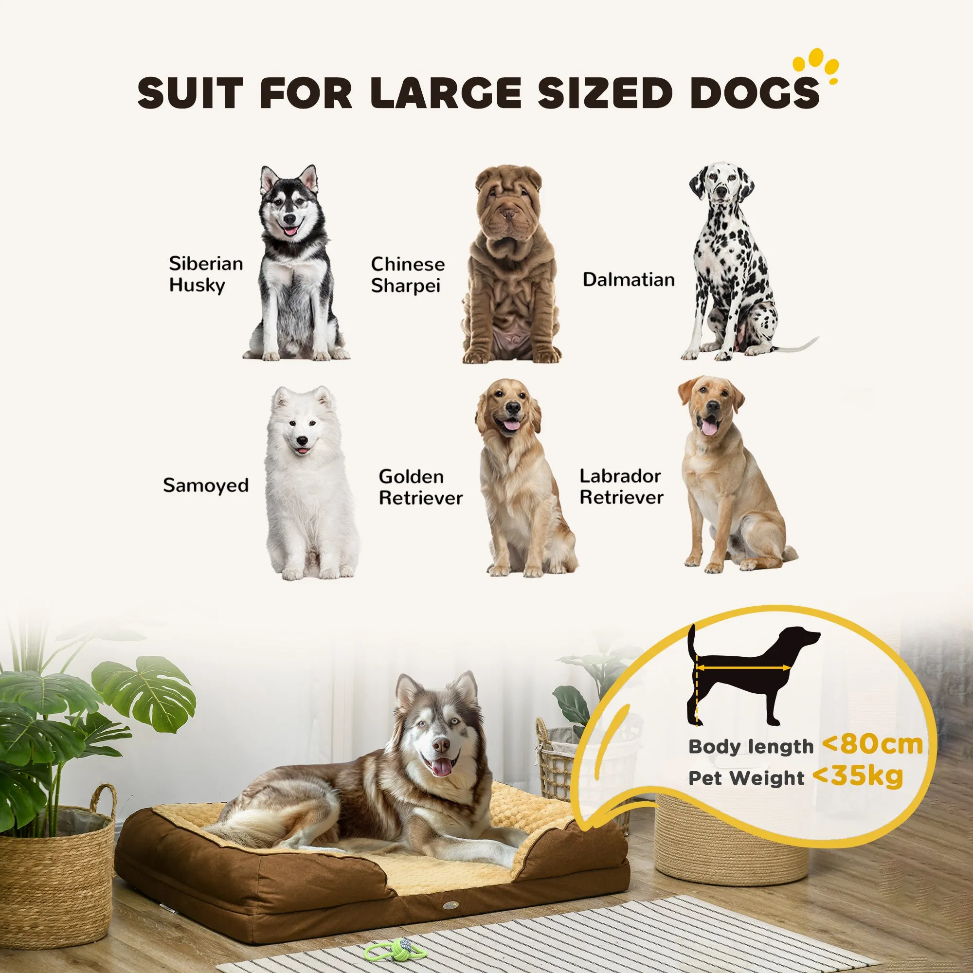 Dog Bed Calming Pet Bed Dog Mattress for Large Dogs - Brown