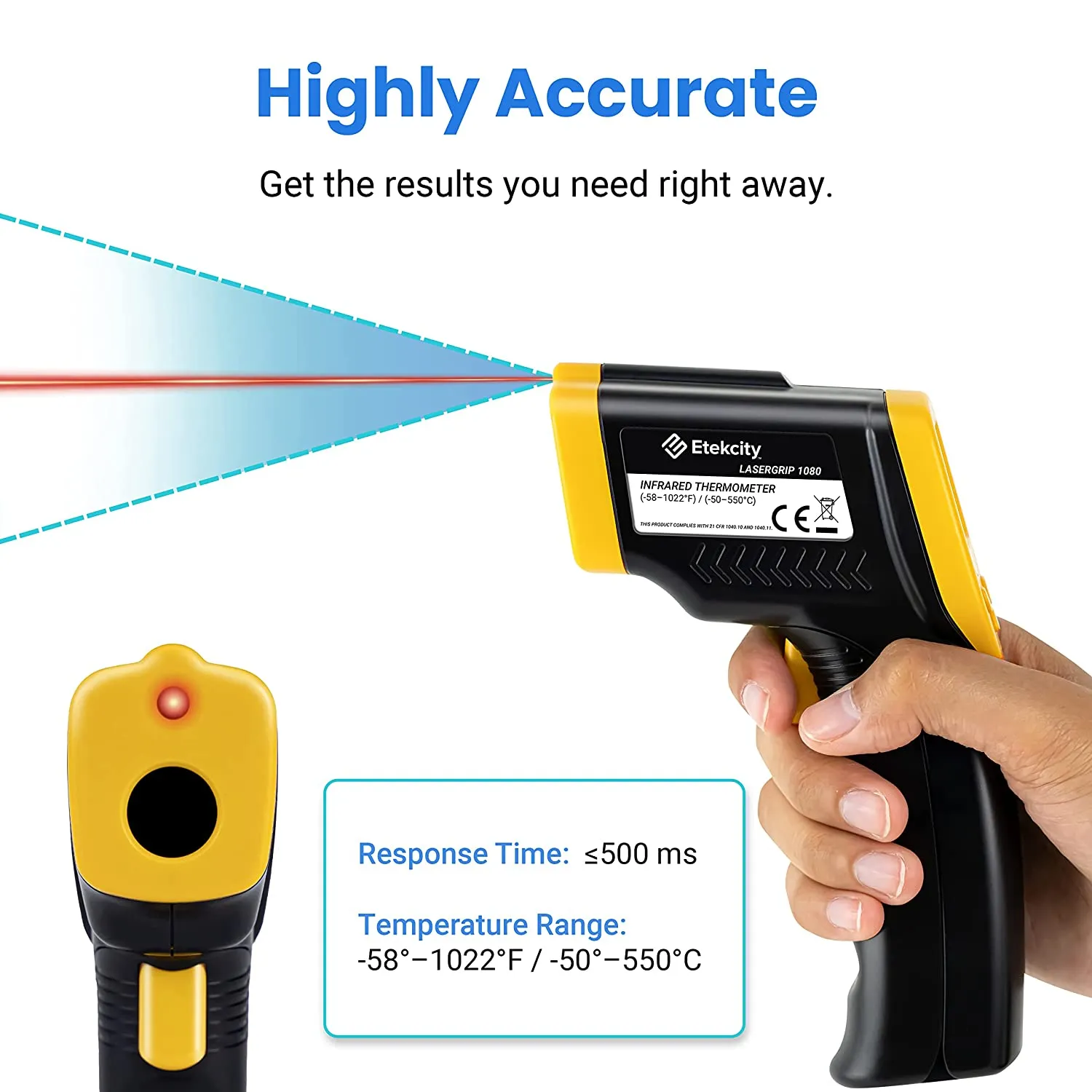 Etekcity Infrared Thermometer 1080 Digital Temperature Gun for Cooking Laser