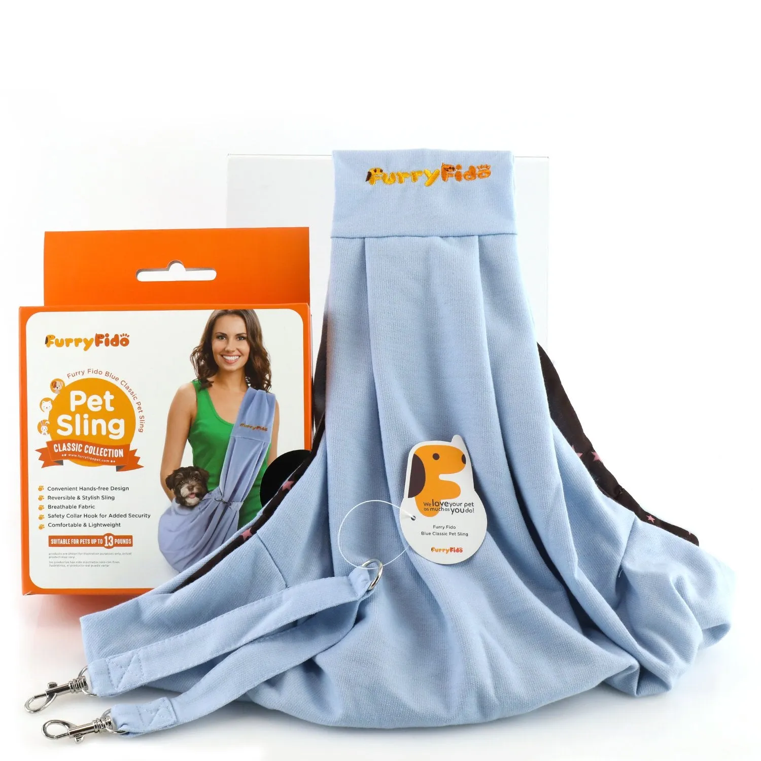 Furry Fido Classic Pet Sling - Blue