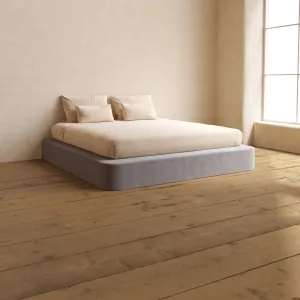 King Upholstered Platform Bed | Plush Weave in Ash