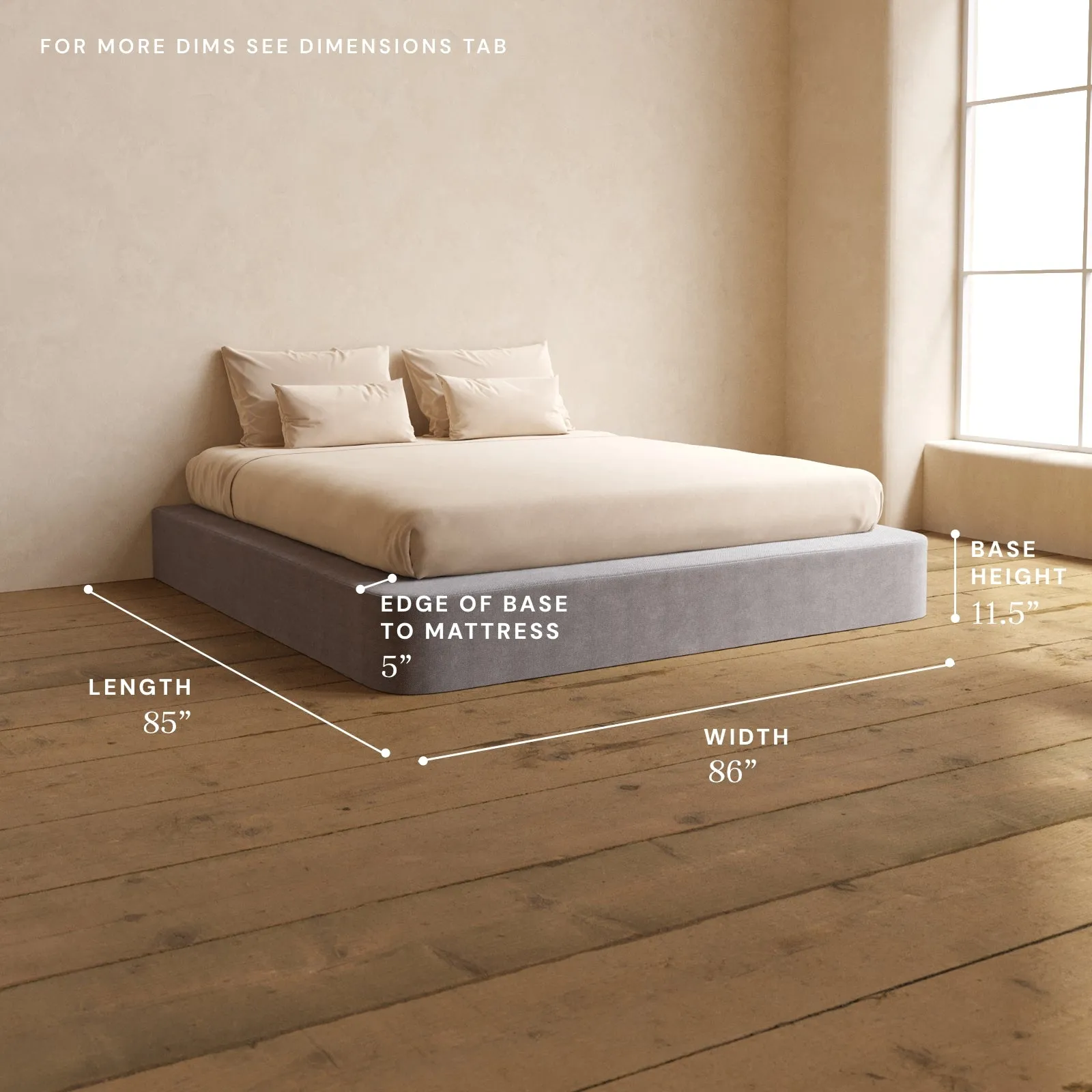 King Upholstered Platform Bed | Plush Weave in Ash