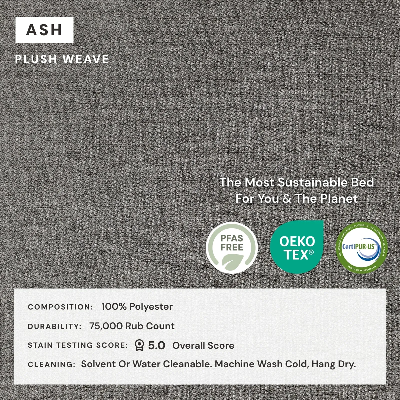 King Upholstered Platform Bed | Plush Weave in Ash