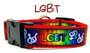 LGBT dog collar Handmade adjustable buckle collar 1" wide or leash Petcollarshandmade