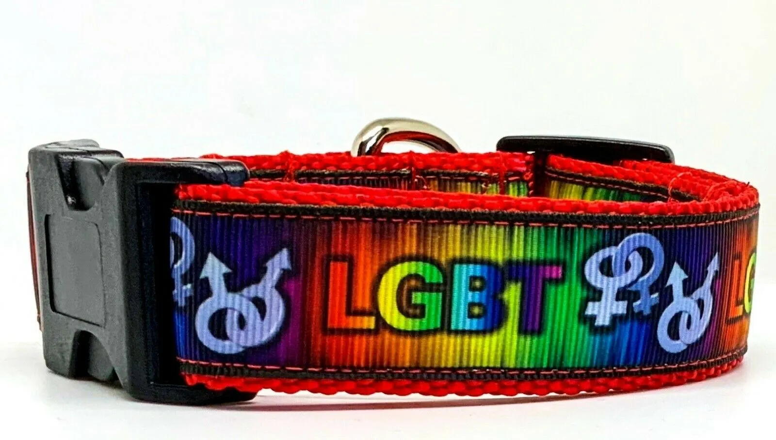LGBT dog collar Handmade adjustable buckle collar 1" wide or leash Petcollarshandmade
