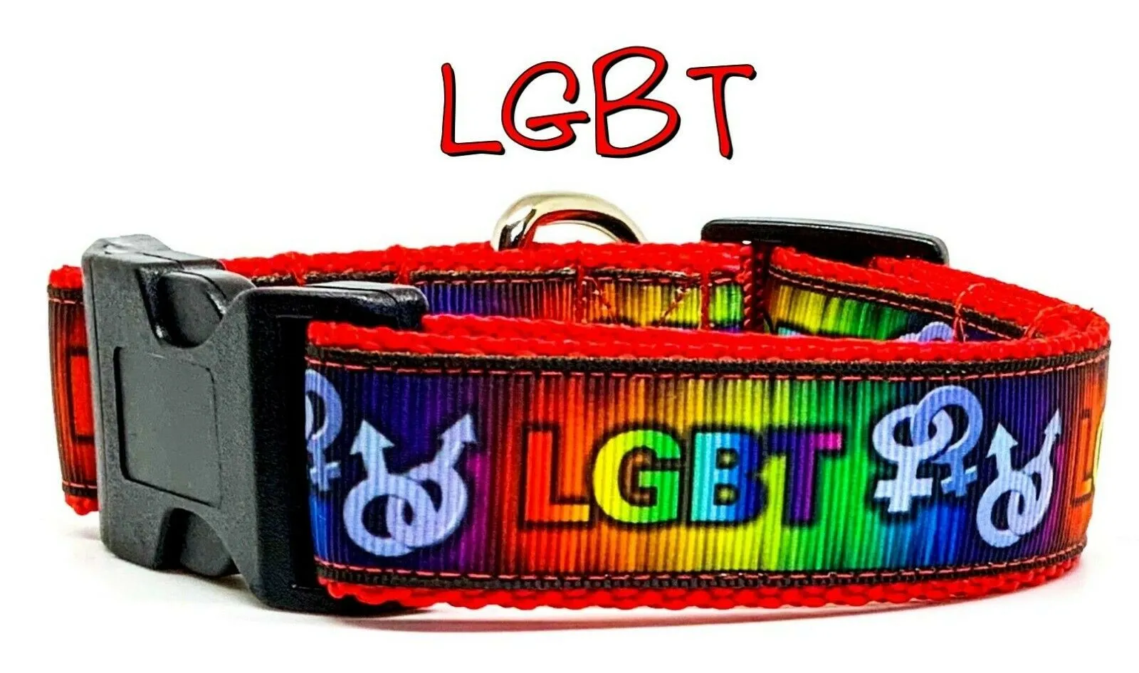 LGBT dog collar Handmade adjustable buckle collar 1" wide or leash Petcollarshandmade
