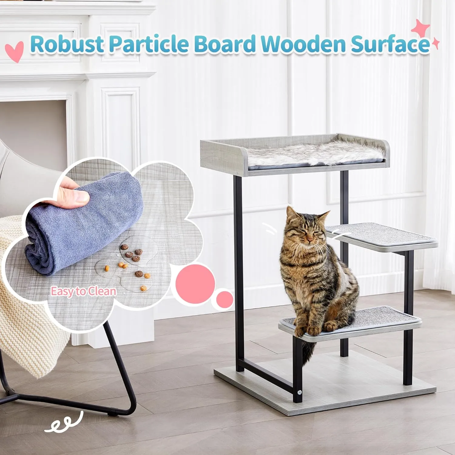 Multi-Level 27" Cat Tree Tower with Anti-Skid Mats