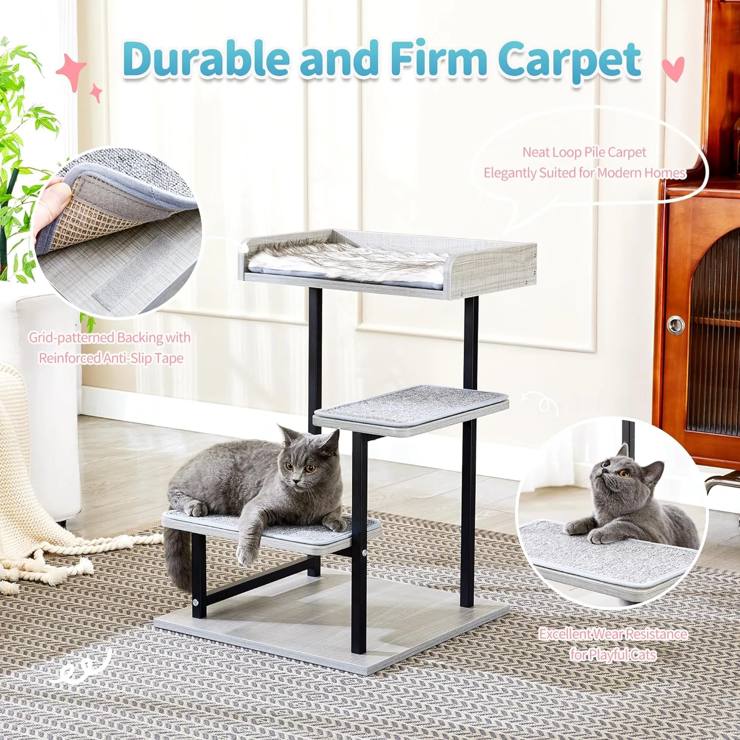 Multi-Level 27" Cat Tree Tower with Anti-Skid Mats