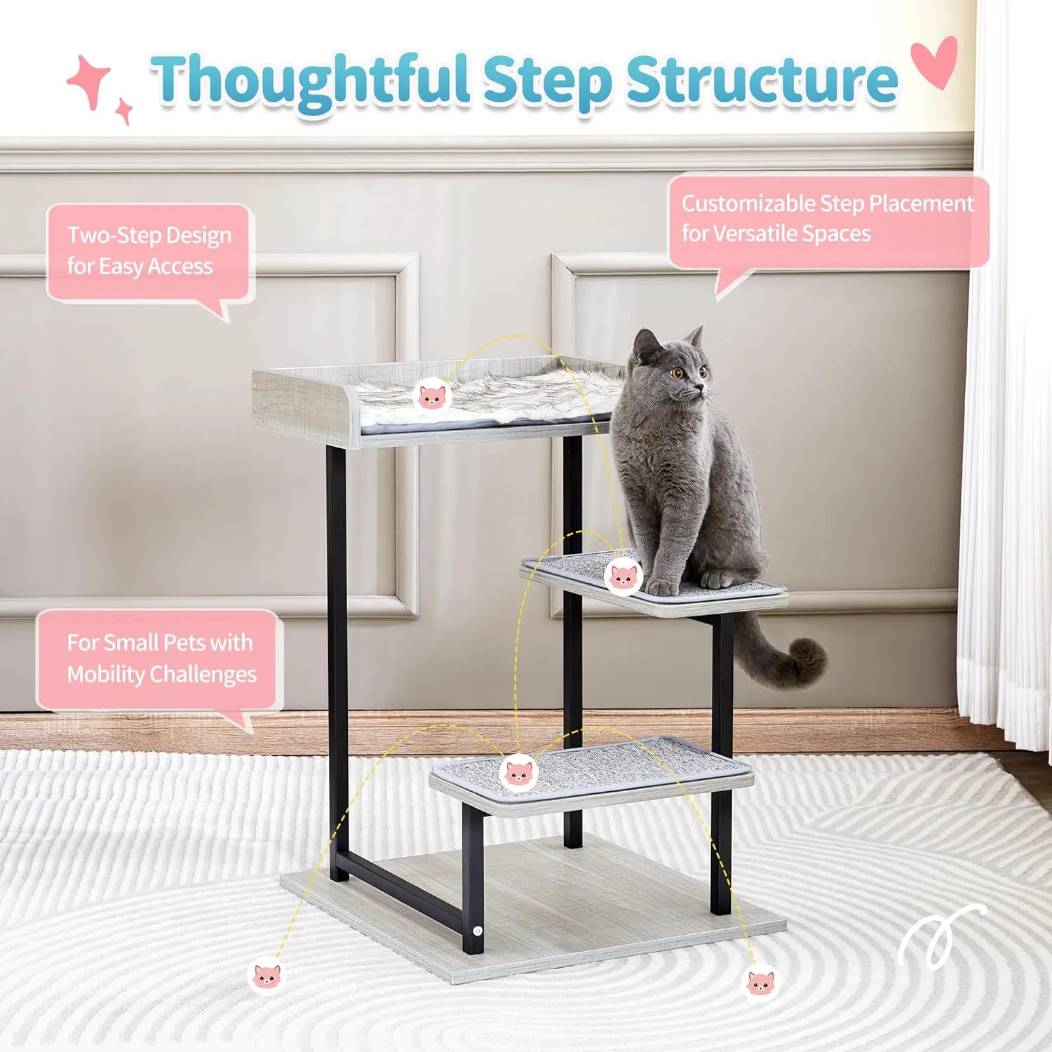 Multi-Level 27" Cat Tree Tower with Anti-Skid Mats