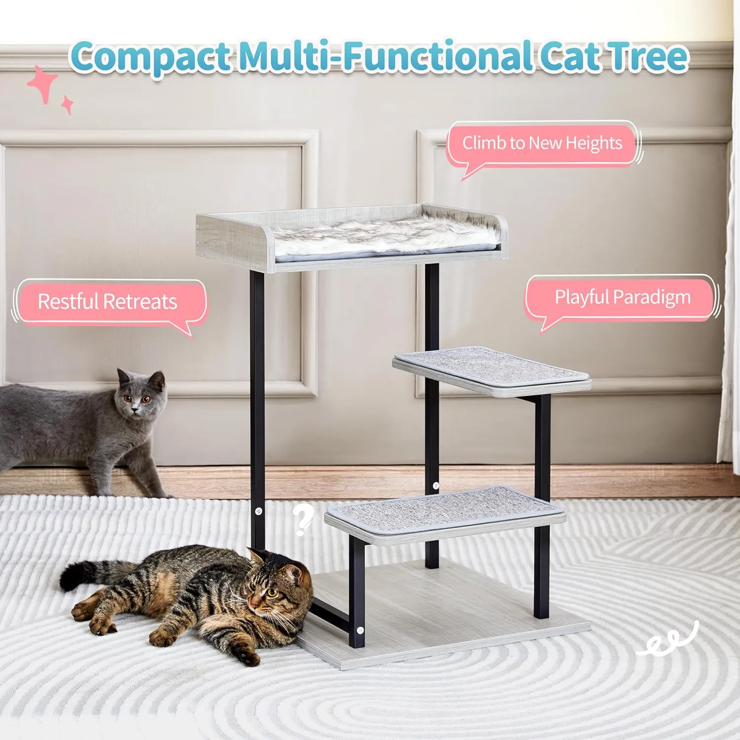 Multi-Level 27" Cat Tree Tower with Anti-Skid Mats