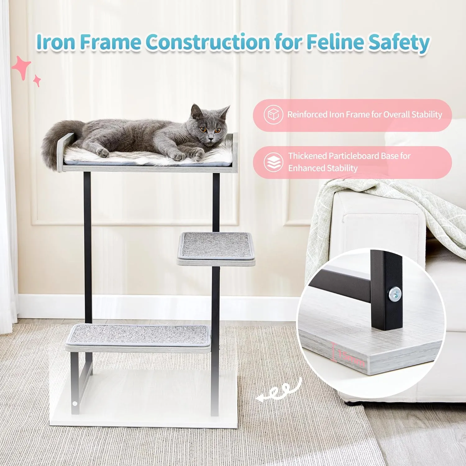 Multi-Level 27" Cat Tree Tower with Anti-Skid Mats