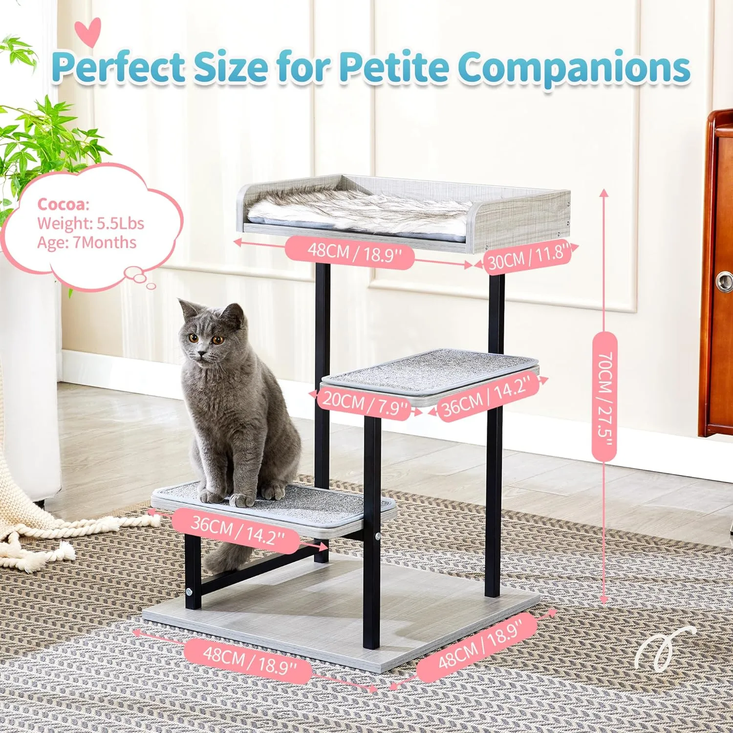 Multi-Level 27" Cat Tree Tower with Anti-Skid Mats