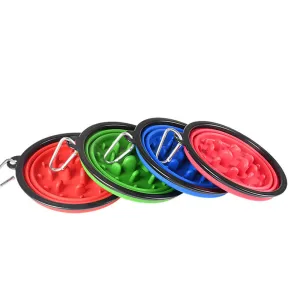 PAWS ASIA Factory Pet Feeding Eco Friendly Plastic Multi Color Travel Portable Slow Feeder Collapsible Dog Bowl
