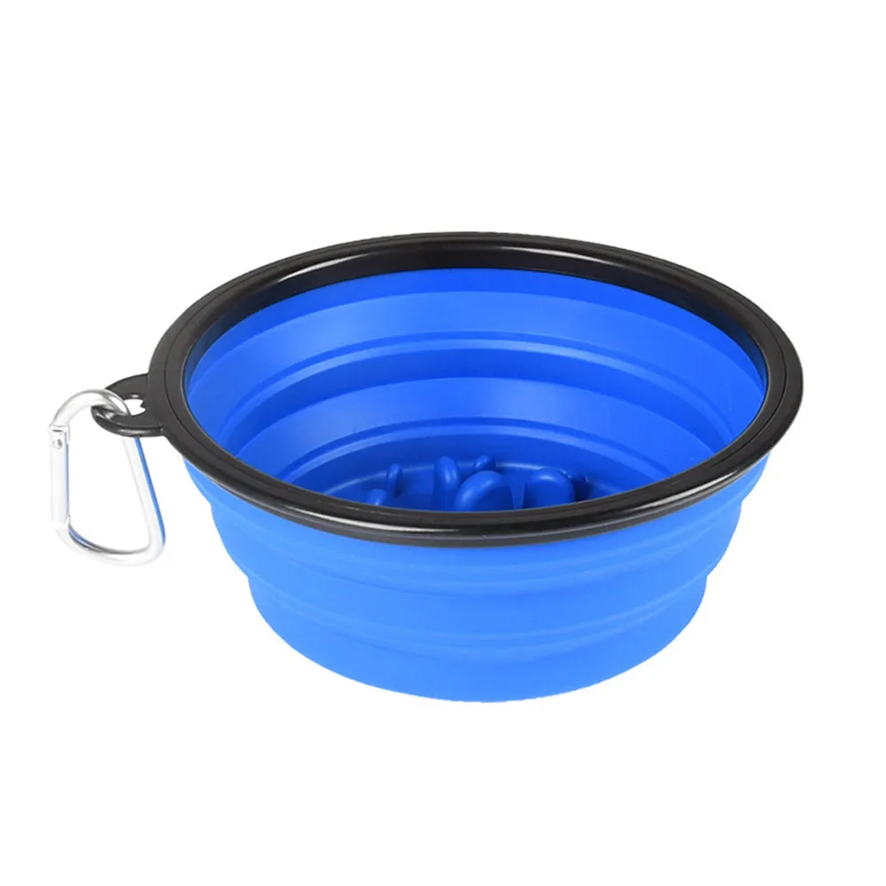 PAWS ASIA Factory Pet Feeding Eco Friendly Plastic Multi Color Travel Portable Slow Feeder Collapsible Dog Bowl