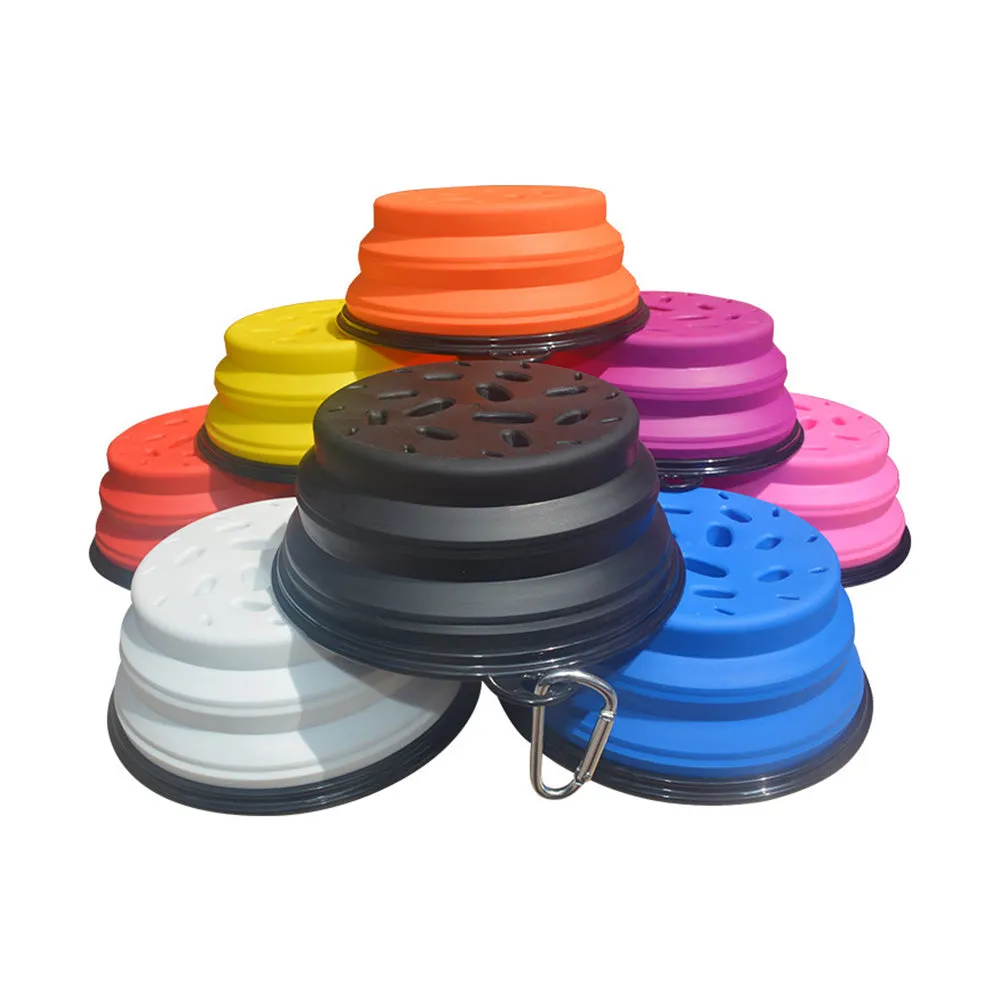PAWS ASIA Factory Pet Feeding Eco Friendly Plastic Multi Color Travel Portable Slow Feeder Collapsible Dog Bowl