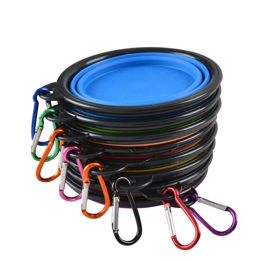 Pet Collapsible Bowl With Hook (Blue)