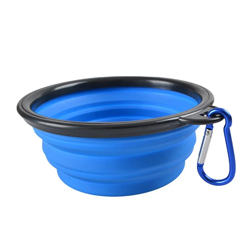 Pet Collapsible Bowl With Hook (Blue)