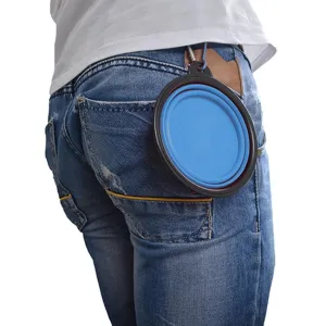Pet Collapsible Bowl With Hook (Blue)