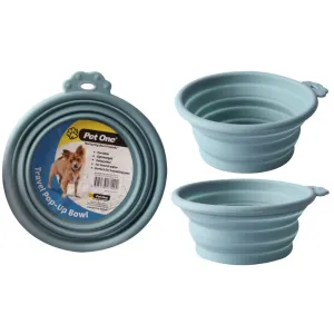 Pet One Silicone Travel Bowl Blue Stone