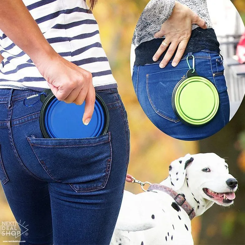 Portable Collapsible (with Hook) Pet Water Bowl (4 Colors) (4pc)