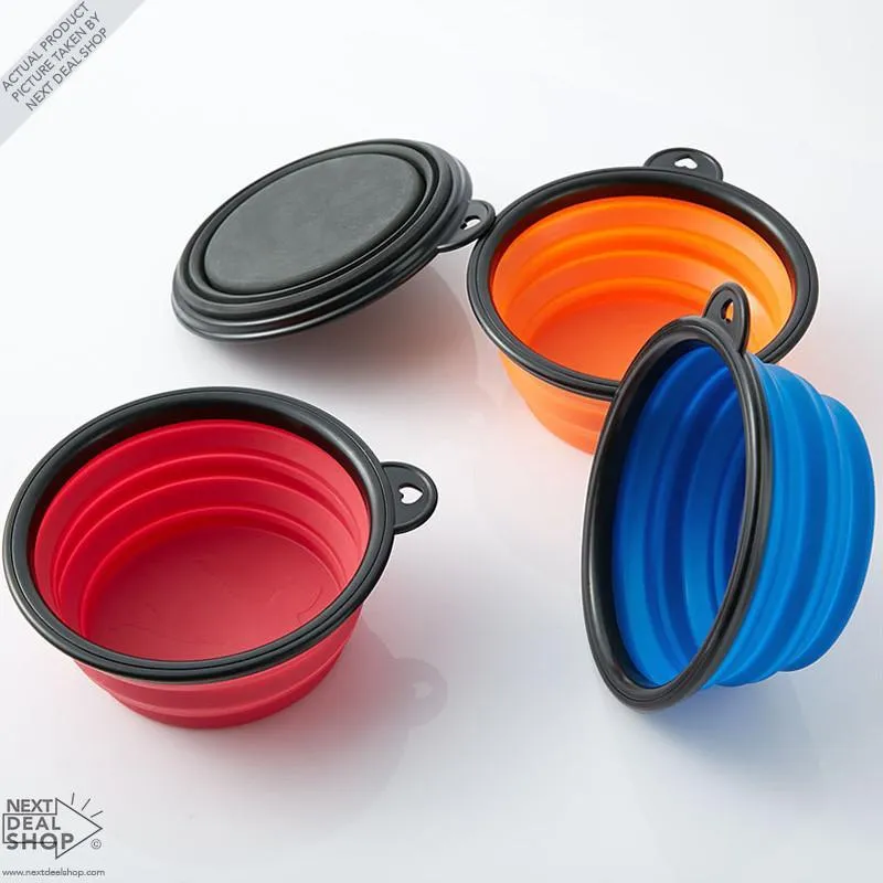 Portable Collapsible (with Hook) Pet Water Bowl (4 Colors) (4pc)