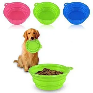 Portable Collapsible (with Hook) Pet Water Bowl (4 Colors) (4pc)