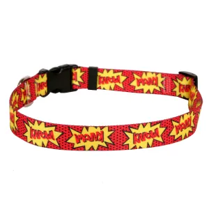 Red Kapow! Adjustable Nylon Dog Collar