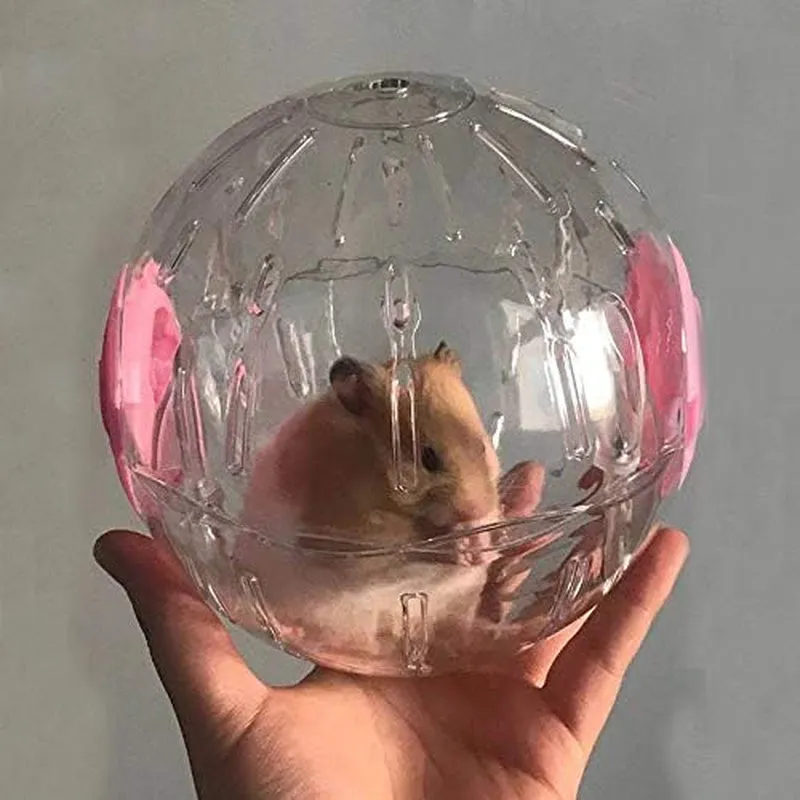 Silent Hamster Mini Running Activity Exercise Ball 4.72 Inch Toy Transparent Hamster Ball Dog Special Toy Ball Small Animals Cage Accessories (4.72In Pink Glow)