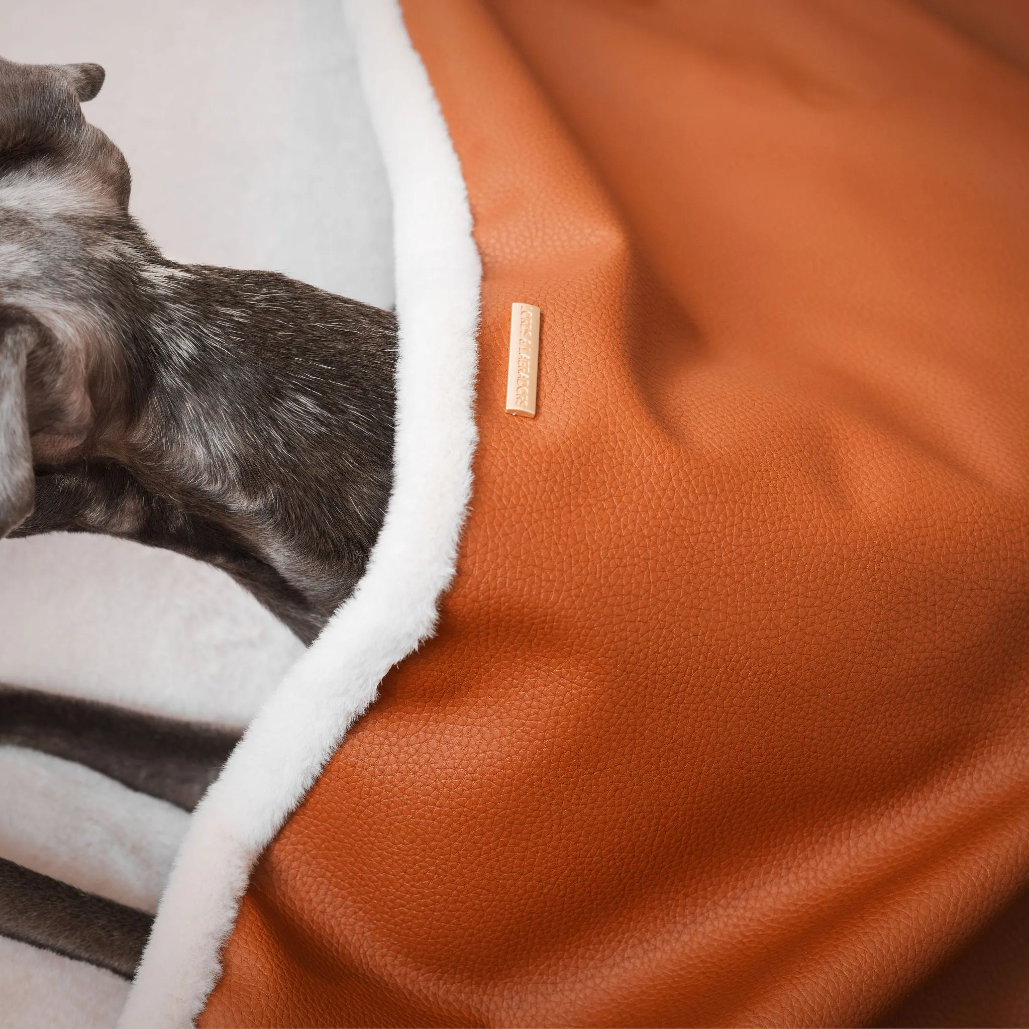 Sleepy Burrows Bed in Ember Rhino Tough Faux Leather by Lords & Labradors