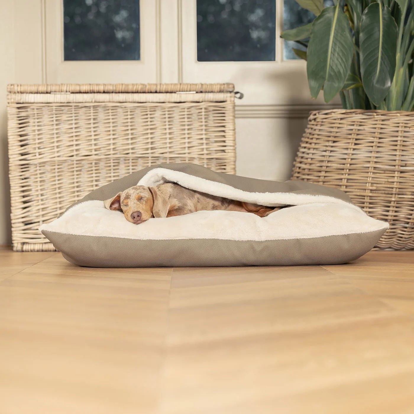 Sleepy Burrows Bed With Removable Cover in Camel Rhino Tough Faux Leather by Lords & Labradors