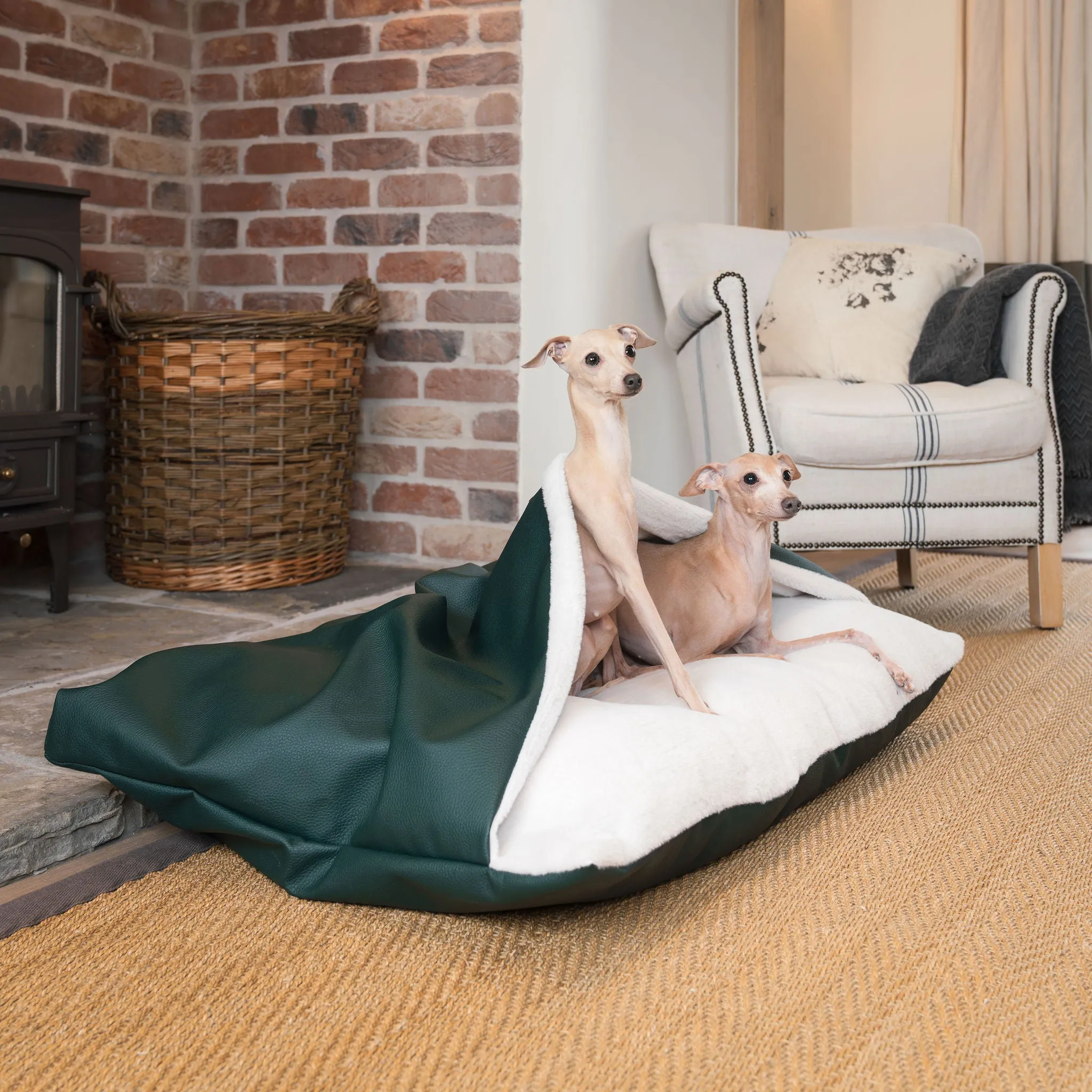 Sleepy Burrows Bed With Removable Cover in Forest Rhino Tough Faux Leather by Lords & Labradors