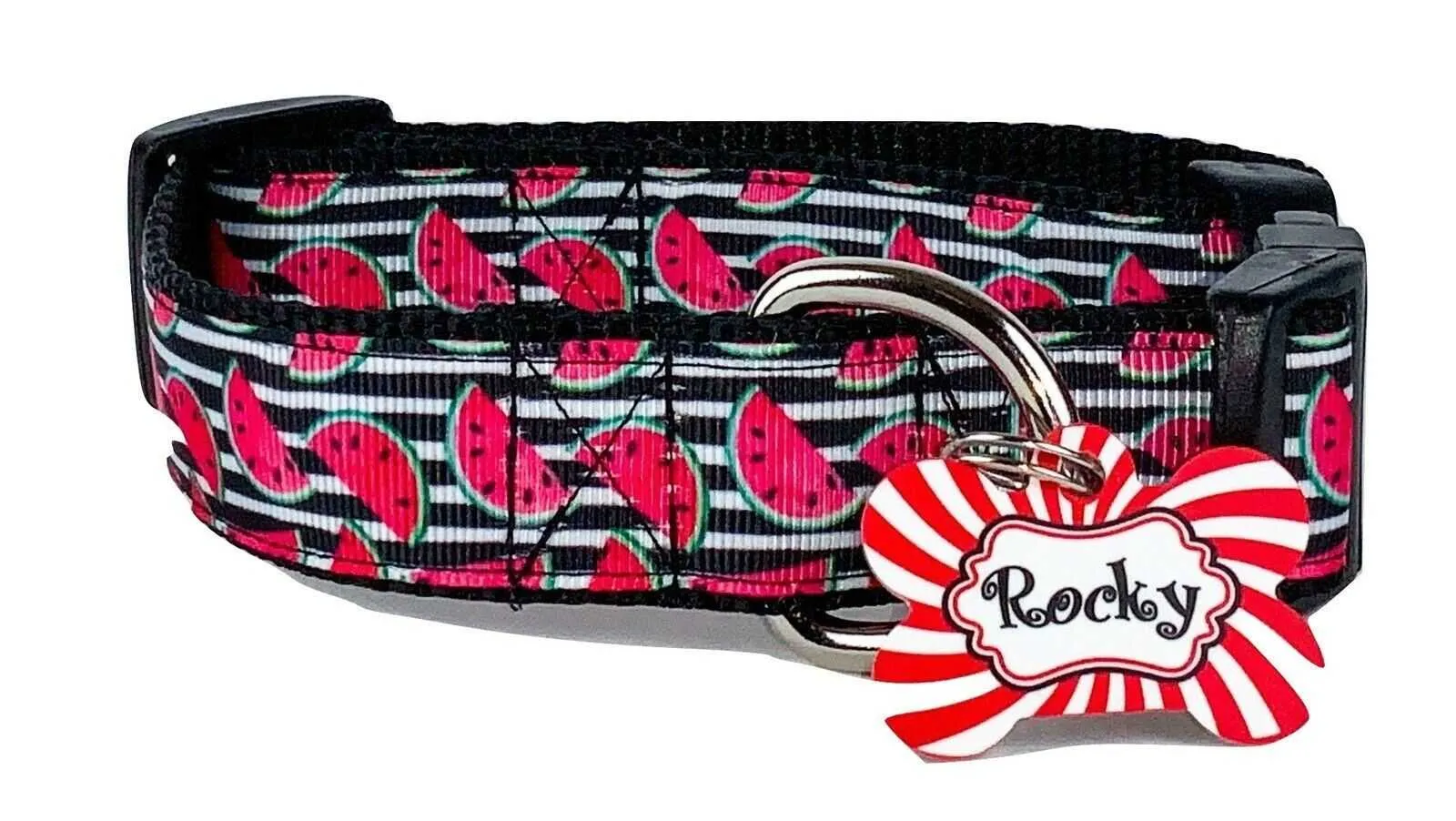 Watermelon dog collar handmade adjustable buckle collar 5/8" wide or leash Petcollarshandmade