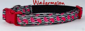 Watermelon dog collar handmade adjustable buckle collar 5/8" wide or leash Petcollarshandmade